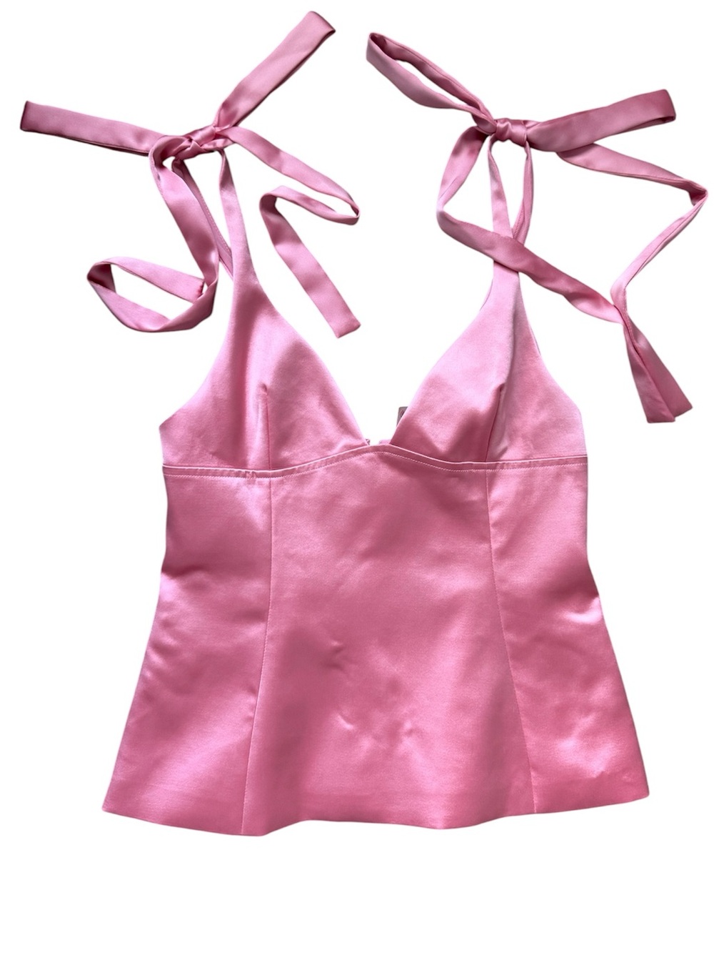 NWT! Zara Pink Satin Tie-Shoulder Cami Bustier Top - Picture 5 of 8